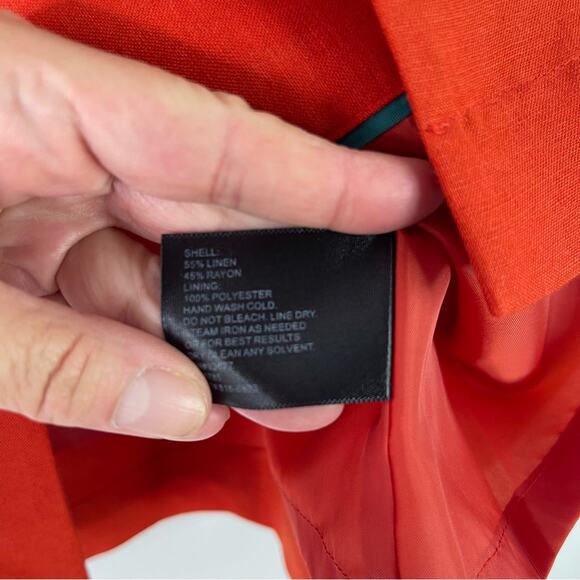 Vintage orange linen button peplum cottagecore boho blazer jacket medium - Picture 7 of 8